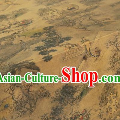 Chinese Traditional Yellow Brocade Drapery Cheongsam Gambiered Guangdong Gauze Classical Beauty Pattern Silk Fabric