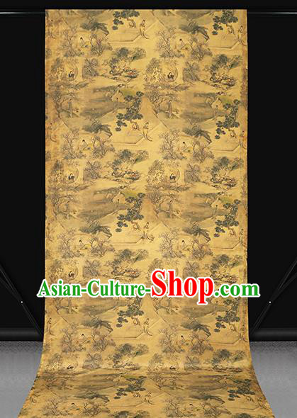 Chinese Traditional Yellow Brocade Drapery Cheongsam Gambiered Guangdong Gauze Classical Beauty Pattern Silk Fabric Chinese Traditional Yellow Brocade Drapery Cheongsam Gambiered Guangdong Gauze Classical Beauty Pattern Silk Fabric