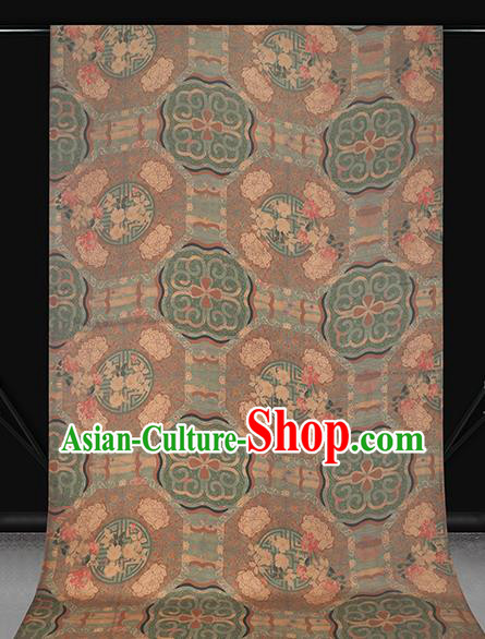 Chinese Classical Lotus Pattern Brown Brocade Drapery Cheongsam Silk Fabric Traditional Gambiered Guangdong Gauze Chinese Classical Lotus Pattern Brown Brocade Drapery Cheongsam Silk Fabric Traditional Gambiered Guangdong Gauze