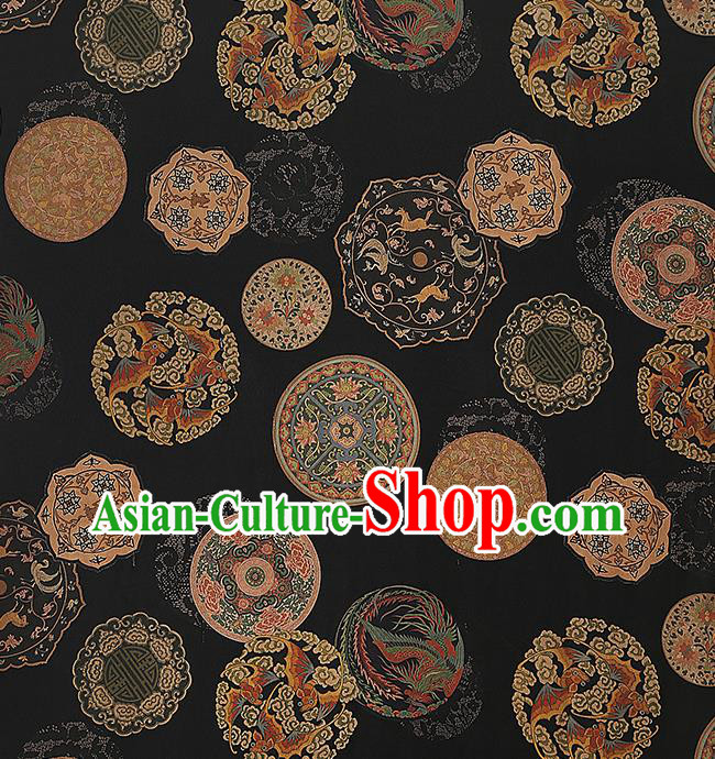 Chinese Classical Phoenix Pattern Brocade Drapery Cheongsam Silk Fabric Traditional Black Gambiered Guangdong Gauze Chinese Classical Phoenix Pattern Brocade Drapery Cheongsam Silk Fabric Traditional Black Gambiered Guangdong Gauze