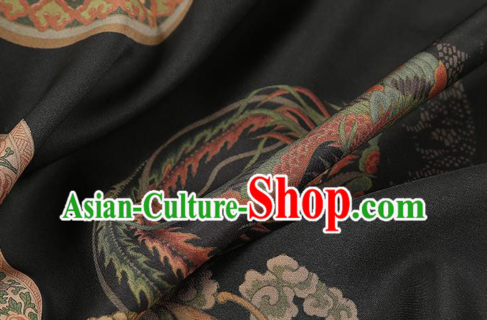 Chinese Classical Phoenix Pattern Brocade Drapery Cheongsam Silk Fabric Traditional Black Gambiered Guangdong Gauze Chinese Classical Phoenix Pattern Brocade Drapery Cheongsam Silk Fabric Traditional Black Gambiered Guangdong Gauze