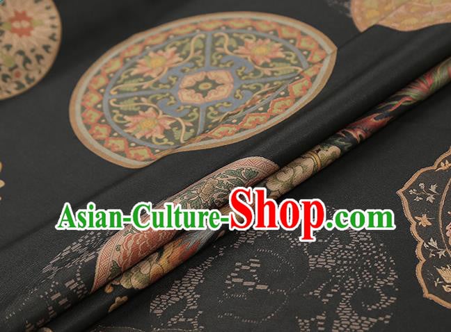 Chinese Classical Phoenix Pattern Brocade Drapery Cheongsam Silk Fabric Traditional Black Gambiered Guangdong Gauze Chinese Classical Phoenix Pattern Brocade Drapery Cheongsam Silk Fabric Traditional Black Gambiered Guangdong Gauze