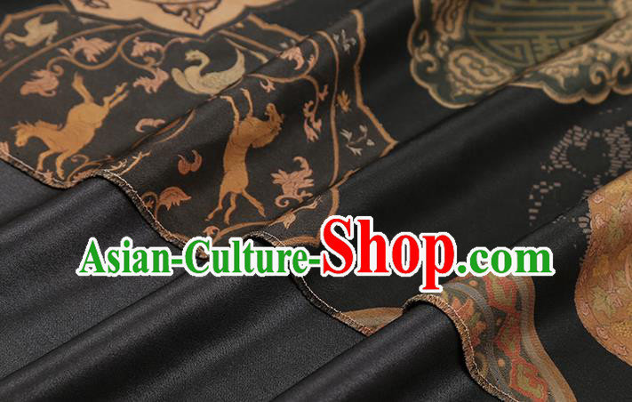 Chinese Classical Phoenix Pattern Brocade Drapery Cheongsam Silk Fabric Traditional Black Gambiered Guangdong Gauze Chinese Classical Phoenix Pattern Brocade Drapery Cheongsam Silk Fabric Traditional Black Gambiered Guangdong Gauze