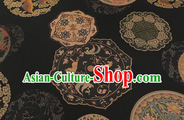 Chinese Classical Phoenix Pattern Brocade Drapery Cheongsam Silk Fabric Traditional Black Gambiered Guangdong Gauze Chinese Classical Phoenix Pattern Brocade Drapery Cheongsam Silk Fabric Traditional Black Gambiered Guangdong Gauze