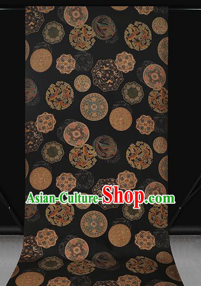 Chinese Classical Phoenix Pattern Brocade Drapery Cheongsam Silk Fabric Traditional Black Gambiered Guangdong Gauze Chinese Classical Phoenix Pattern Brocade Drapery Cheongsam Silk Fabric Traditional Black Gambiered Guangdong Gauze