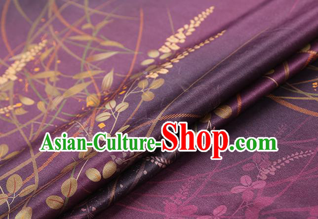 Chinese Traditional Gambiered Guangdong Gauze Classical Campanula Pattern Brocade Drapery Cheongsam Purple Silk Fabric Chinese Traditional Gambiered Guangdong Gauze Classical Campanula Pattern Brocade Drapery Cheongsam Purple Silk Fabric