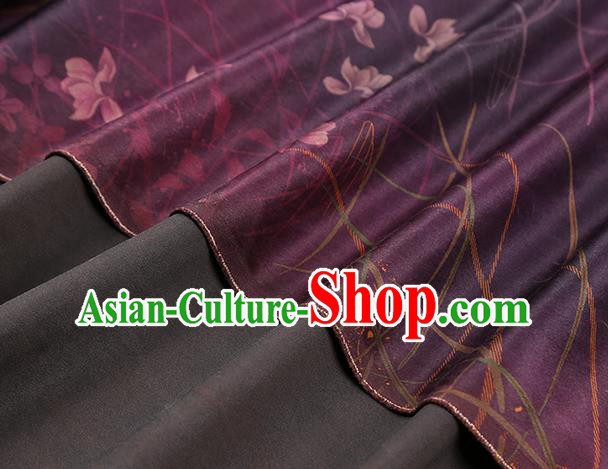 Chinese Traditional Gambiered Guangdong Gauze Classical Campanula Pattern Brocade Drapery Cheongsam Purple Silk Fabric Chinese Traditional Gambiered Guangdong Gauze Classical Campanula Pattern Brocade Drapery Cheongsam Purple Silk Fabric