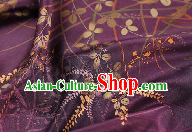 Chinese Traditional Gambiered Guangdong Gauze Classical Campanula Pattern Brocade Drapery Cheongsam Purple Silk Fabric Chinese Traditional Gambiered Guangdong Gauze Classical Campanula Pattern Brocade Drapery Cheongsam Purple Silk Fabric