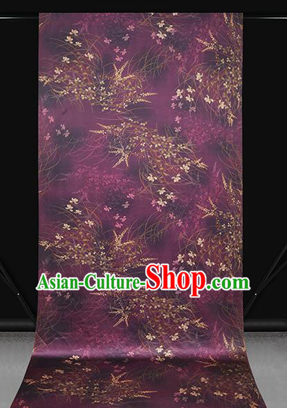 Chinese Traditional Gambiered Guangdong Gauze Classical Campanula Pattern Brocade Drapery Cheongsam Purple Silk Fabric Chinese Traditional Gambiered Guangdong Gauze Classical Campanula Pattern Brocade Drapery Cheongsam Purple Silk Fabric