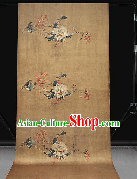 Chinese Traditional Ginger Gambiered Guangdong Gauze Cheongsam Silk Fabric Classical Peony Pattern Brocade Drapery Chinese Traditional Ginger Gambiered Guangdong Gauze Cheongsam Silk Fabric Classical Peony Pattern Brocade Drapery