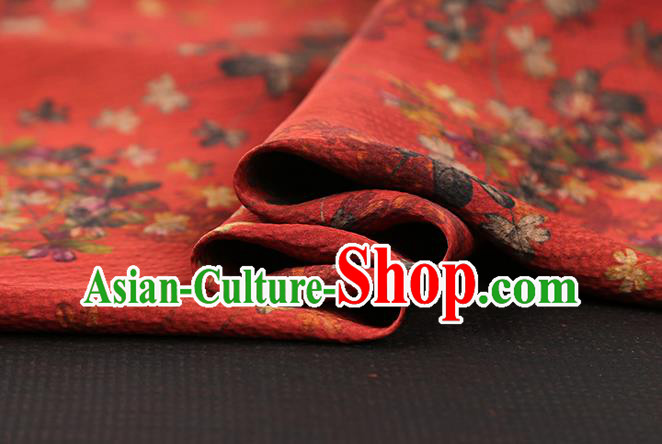 Chinese Classical Flowers Pattern Silk Fabric Traditional Brocade Drapery Cheongsam Red Gambiered Guangdong Gauze Chinese Classical Flowers Pattern Silk Fabric Traditional Brocade Drapery Cheongsam Red Gambiered Guangdong Gauze