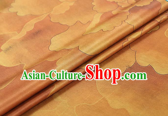 Chinese Traditional Cheongsam Gambiered Guangdong Gauze Classical Peony Pattern Silk Drapery Golden Brocade Fabric Chinese Traditional Cheongsam Gambiered Guangdong Gauze Classical Peony Pattern Silk Drapery Golden Brocade Fabric