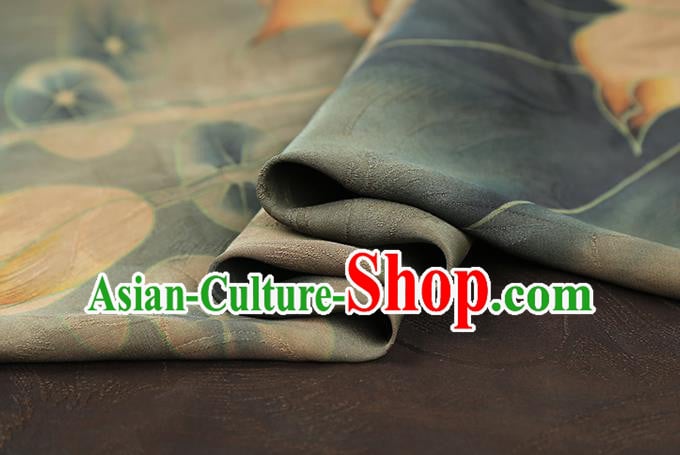 Chinese Classical Lotus Pattern Silk Drapery Traditional Cheongsam Gambiered Guangdong Gauze Blue Brocade Fabric Chinese Classical Lotus Pattern Silk Drapery Traditional Cheongsam Gambiered Guangdong Gauze Blue Brocade Fabric