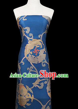 Chinese Traditional Cheongsam Brocade Fabric Classical Pattern Blue Gambiered Guangdong Gauze Silk Drapery Chinese Traditional Cheongsam Brocade Fabric Classical Pattern Blue Gambiered Guangdong Gauze Silk Drapery