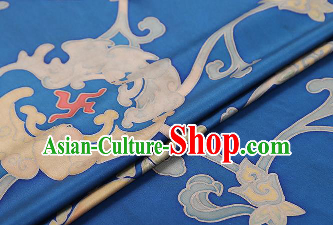 Chinese Traditional Cheongsam Brocade Fabric Classical Pattern Blue Gambiered Guangdong Gauze Silk Drapery Chinese Traditional Cheongsam Brocade Fabric Classical Pattern Blue Gambiered Guangdong Gauze Silk Drapery