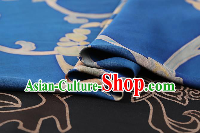 Chinese Traditional Cheongsam Brocade Fabric Classical Pattern Blue Gambiered Guangdong Gauze Silk Drapery Chinese Traditional Cheongsam Brocade Fabric Classical Pattern Blue Gambiered Guangdong Gauze Silk Drapery