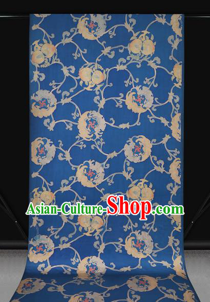 Chinese Traditional Cheongsam Brocade Fabric Classical Pattern Blue Gambiered Guangdong Gauze Silk Drapery Chinese Traditional Cheongsam Brocade Fabric Classical Pattern Blue Gambiered Guangdong Gauze Silk Drapery