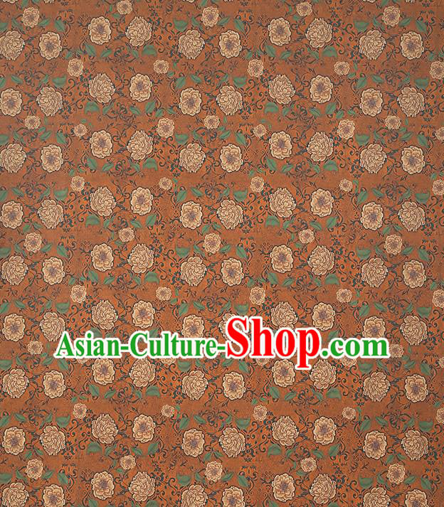 Chinese Traditional Cheongsam Brocade Fabric Orange Silk Drapery Classical Roses Pattern Gambiered Guangdong Gauze Chinese Traditional Cheongsam Brocade Fabric Orange Silk Drapery Classical Roses Pattern Gambiered Guangdong Gauze
