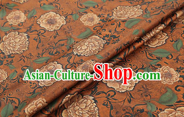 Chinese Traditional Cheongsam Brocade Fabric Orange Silk Drapery Classical Roses Pattern Gambiered Guangdong Gauze Chinese Traditional Cheongsam Brocade Fabric Orange Silk Drapery Classical Roses Pattern Gambiered Guangdong Gauze