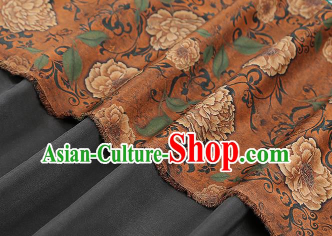 Chinese Traditional Cheongsam Brocade Fabric Orange Silk Drapery Classical Roses Pattern Gambiered Guangdong Gauze Chinese Traditional Cheongsam Brocade Fabric Orange Silk Drapery Classical Roses Pattern Gambiered Guangdong Gauze