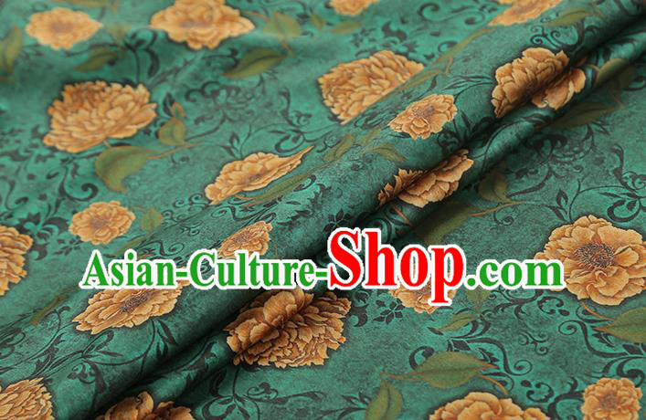 Chinese Classical Roses Pattern Gambiered Guangdong Gauze Traditional Cheongsam Brocade Fabric Green Silk Drapery Chinese Classical Roses Pattern Gambiered Guangdong Gauze Traditional Cheongsam Brocade Fabric Green Silk Drapery