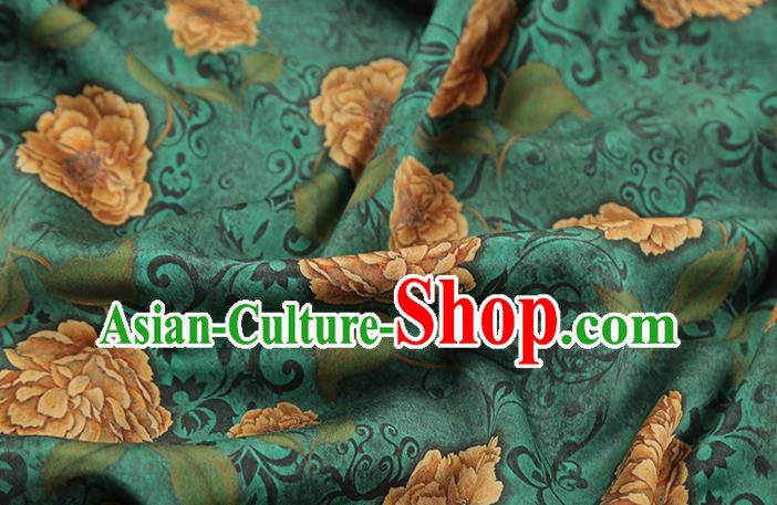 Chinese Classical Roses Pattern Gambiered Guangdong Gauze Traditional Cheongsam Brocade Fabric Green Silk Drapery Chinese Classical Roses Pattern Gambiered Guangdong Gauze Traditional Cheongsam Brocade Fabric Green Silk Drapery
