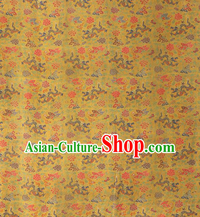 Chinese Classical Dragons Pattern Gambiered Guangdong Gauze Traditional Cheongsam Brocade Fabric Golden Silk Drapery Chinese Classical Dragons Pattern Gambiered Guangdong Gauze Traditional Cheongsam Brocade Fabric Golden Silk Drapery
