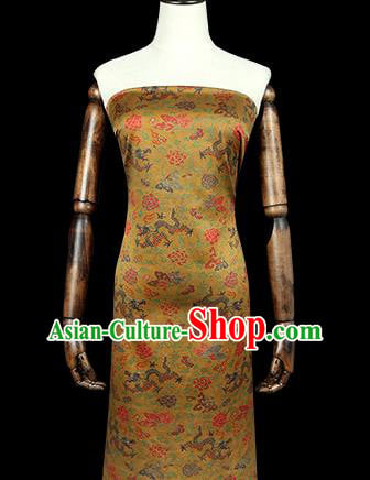 Chinese Classical Dragons Pattern Gambiered Guangdong Gauze Traditional Cheongsam Brocade Fabric Golden Silk Drapery Chinese Classical Dragons Pattern Gambiered Guangdong Gauze Traditional Cheongsam Brocade Fabric Golden Silk Drapery