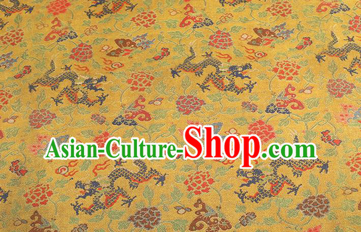 Chinese Classical Dragons Pattern Gambiered Guangdong Gauze Traditional Cheongsam Brocade Fabric Golden Silk Drapery Chinese Classical Dragons Pattern Gambiered Guangdong Gauze Traditional Cheongsam Brocade Fabric Golden Silk Drapery