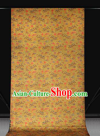Chinese Classical Dragons Pattern Gambiered Guangdong Gauze Traditional Cheongsam Brocade Fabric Golden Silk Drapery Chinese Classical Dragons Pattern Gambiered Guangdong Gauze Traditional Cheongsam Brocade Fabric Golden Silk Drapery