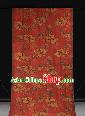Chinese Cheongsam Brocade Fabric Traditional Flowers Pattern Red Silk Drapery Classical Gambiered Guangdong Gauze Chinese Cheongsam Brocade Fabric Traditional Flowers Pattern Red Silk Drapery Classical Gambiered Guangdong Gauze