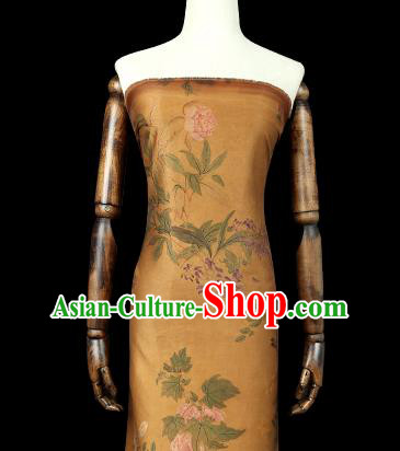 Chinese Classical Gambiered Guangdong Gauze Cheongsam Brocade Fabric Traditional Flowers Pattern Ginger Silk Drapery Chinese Classical Gambiered Guangdong Gauze Cheongsam Brocade Fabric Traditional Flowers Pattern Ginger Silk Drapery