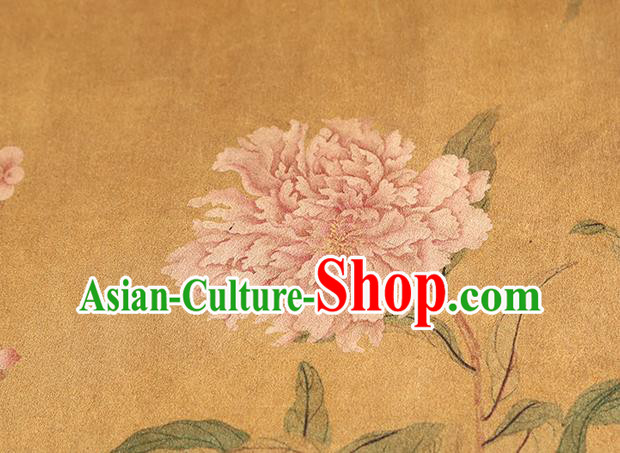 Chinese Classical Gambiered Guangdong Gauze Cheongsam Brocade Fabric Traditional Flowers Pattern Ginger Silk Drapery Chinese Classical Gambiered Guangdong Gauze Cheongsam Brocade Fabric Traditional Flowers Pattern Ginger Silk Drapery