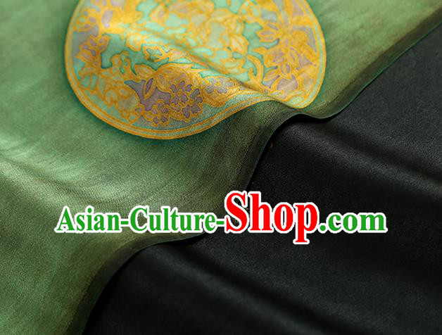 Chinese Cheongsam Green Brocade Fabric Classical Gambiered Guangdong Gauze Traditional Peony Pattern Silk Drapery Chinese Cheongsam Green Brocade Fabric Classical Gambiered Guangdong Gauze Traditional Peony Pattern Silk Drapery
