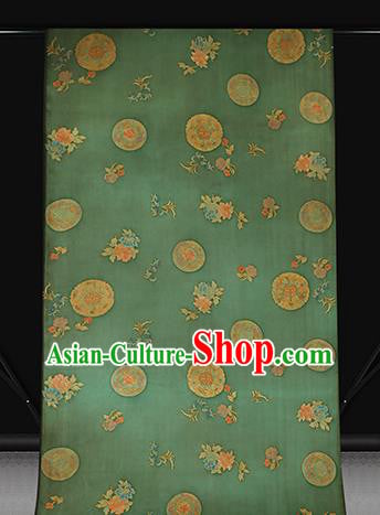 Chinese Cheongsam Green Brocade Fabric Classical Gambiered Guangdong Gauze Traditional Peony Pattern Silk Drapery Chinese Cheongsam Green Brocade Fabric Classical Gambiered Guangdong Gauze Traditional Peony Pattern Silk Drapery