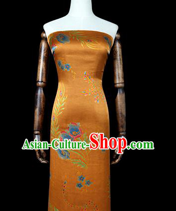 Chinese Traditional Feather Pattern Silk Drapery Cheongsam Orange Brocade Fabric Classical Gambiered Guangdong Gauze Chinese Traditional Feather Pattern Silk Drapery Cheongsam Orange Brocade Fabric Classical Gambiered Guangdong Gauze