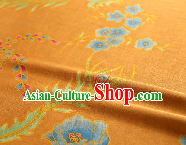 Chinese Traditional Feather Pattern Silk Drapery Cheongsam Orange Brocade Fabric Classical Gambiered Guangdong Gauze Chinese Traditional Feather Pattern Silk Drapery Cheongsam Orange Brocade Fabric Classical Gambiered Guangdong Gauze