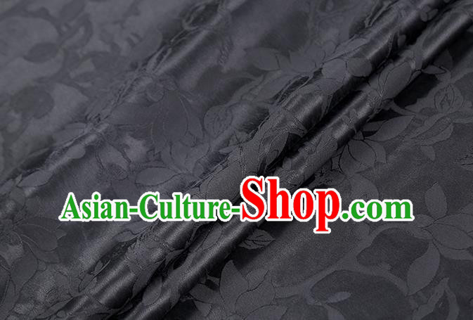 Chinese Classical Jacquard Mangnolia Gambiered Guangdong Gauze Cheongsam Black Silk Drapery Traditional Brocade Fabric Chinese Classical Jacquard Mangnolia Gambiered Guangdong Gauze Cheongsam Black Silk Drapery Traditional Brocade Fabric