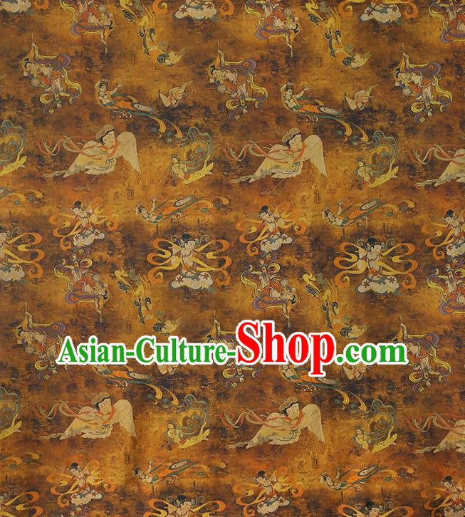 Chinese Traditional Brocade Fabric Classical Goddess Pattern Gambiered Guangdong Gauze Cheongsam Ginger Silk Drapery Chinese Traditional Brocade Fabric Classical Goddess Pattern Gambiered Guangdong Gauze Cheongsam Ginger Silk Drapery