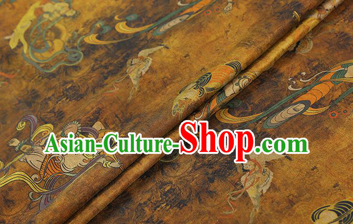 Chinese Traditional Brocade Fabric Classical Goddess Pattern Gambiered Guangdong Gauze Cheongsam Ginger Silk Drapery Chinese Traditional Brocade Fabric Classical Goddess Pattern Gambiered Guangdong Gauze Cheongsam Ginger Silk Drapery