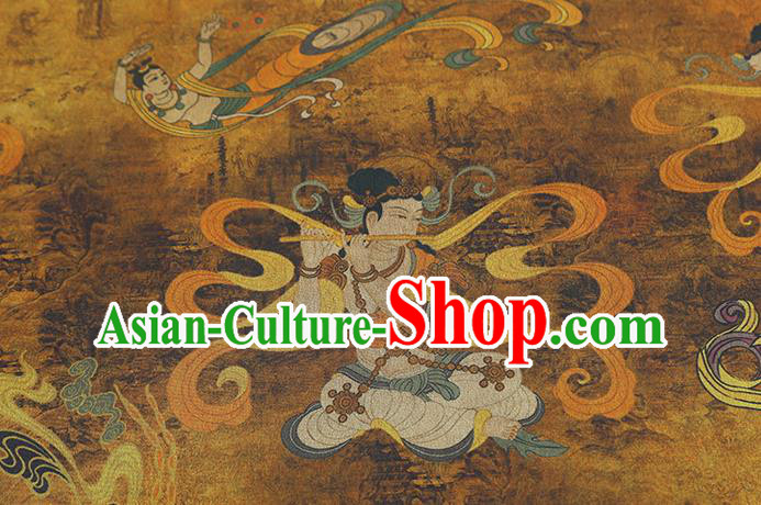 Chinese Traditional Brocade Fabric Classical Goddess Pattern Gambiered Guangdong Gauze Cheongsam Ginger Silk Drapery Chinese Traditional Brocade Fabric Classical Goddess Pattern Gambiered Guangdong Gauze Cheongsam Ginger Silk Drapery