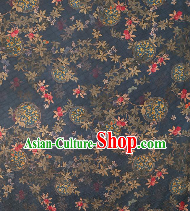 Chinese Traditional Navy Brocade Fabric Cheongsam Ginger Silk Drapery Classical Pattern Gambiered Guangdong Gauze Chinese Traditional Navy Brocade Fabric Cheongsam Ginger Silk Drapery Classical Pattern Gambiered Guangdong Gauze