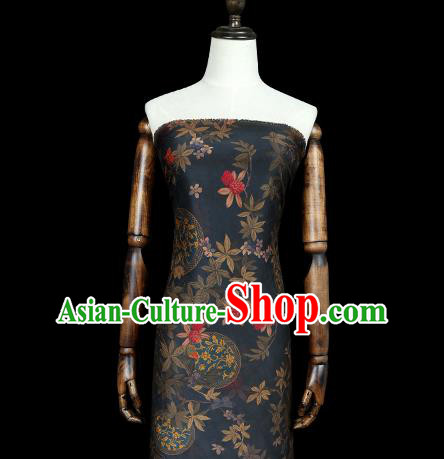 Chinese Traditional Navy Brocade Fabric Cheongsam Ginger Silk Drapery Classical Pattern Gambiered Guangdong Gauze Chinese Traditional Navy Brocade Fabric Cheongsam Ginger Silk Drapery Classical Pattern Gambiered Guangdong Gauze