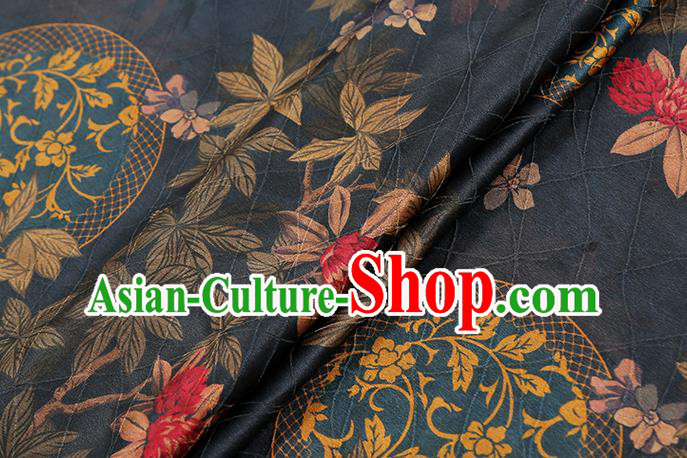 Chinese Traditional Navy Brocade Fabric Cheongsam Ginger Silk Drapery Classical Pattern Gambiered Guangdong Gauze Chinese Traditional Navy Brocade Fabric Cheongsam Ginger Silk Drapery Classical Pattern Gambiered Guangdong Gauze
