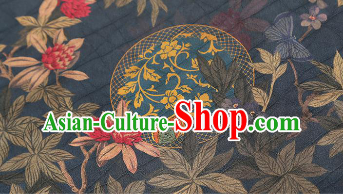 Chinese Traditional Navy Brocade Fabric Cheongsam Ginger Silk Drapery Classical Pattern Gambiered Guangdong Gauze Chinese Traditional Navy Brocade Fabric Cheongsam Ginger Silk Drapery Classical Pattern Gambiered Guangdong Gauze