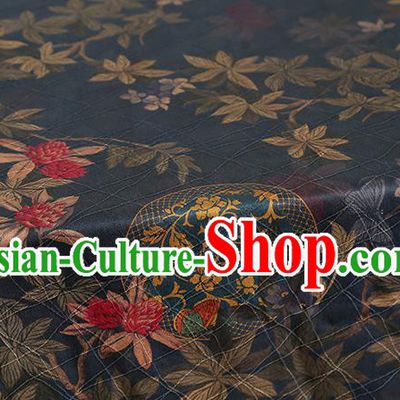 Chinese Traditional Navy Brocade Fabric Cheongsam Ginger Silk Drapery Classical Pattern Gambiered Guangdong Gauze
