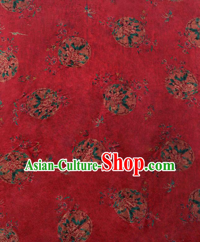 Chinese Traditional Peony Pattern Silk Drapery Classical Gambiered Guangdong Gauze Cheongsam Red Brocade Fabric Chinese Traditional Peony Pattern Silk Drapery Classical Gambiered Guangdong Gauze Cheongsam Red Brocade Fabric