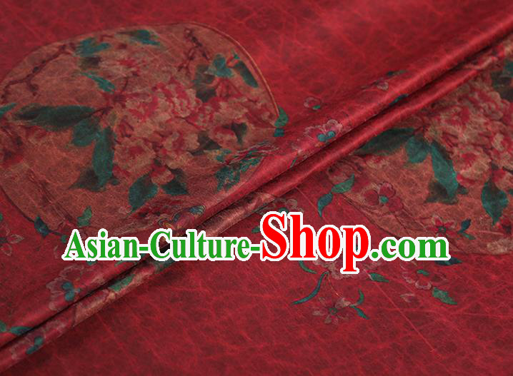 Chinese Traditional Peony Pattern Silk Drapery Classical Gambiered Guangdong Gauze Cheongsam Red Brocade Fabric Chinese Traditional Peony Pattern Silk Drapery Classical Gambiered Guangdong Gauze Cheongsam Red Brocade Fabric