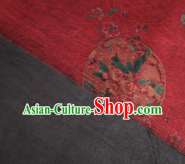 Chinese Traditional Peony Pattern Silk Drapery Classical Gambiered Guangdong Gauze Cheongsam Red Brocade Fabric Chinese Traditional Peony Pattern Silk Drapery Classical Gambiered Guangdong Gauze Cheongsam Red Brocade Fabric