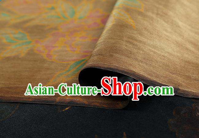 Chinese Cheongsam Brocade Fabric Traditional Peony Pattern Ginger Silk Drapery Classical Gambiered Guangdong Gauze Chinese Cheongsam Brocade Fabric Traditional Peony Pattern Ginger Silk Drapery Classical Gambiered Guangdong Gauze